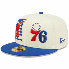 Philadelphia 76ers 2022 NBA Draft 59FIFTY Fitted Hat Cream/Royal - New Era
