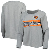 Chicago Bears Juniors All Striped Up Raglan Long Sleeve T-Shirt - Heathered Gray T-shirts