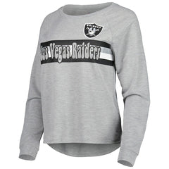 Las Vegas Raiders Juniors All Striped Up Raglan Long Sleeve T-Shirt - Heathered Gray T-shirts