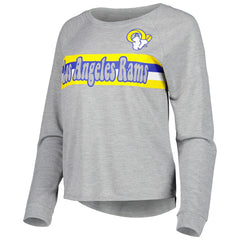 Los Angeles Rams Juniors All Striped Up Raglan Long Sleeve T-Shirt - Heathered Gray T-shirts