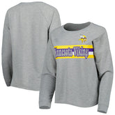 Minnesota Vikings Juniors All Striped Up Raglan Long Sleeve T-Shirt - Heathered Gray T-shirts