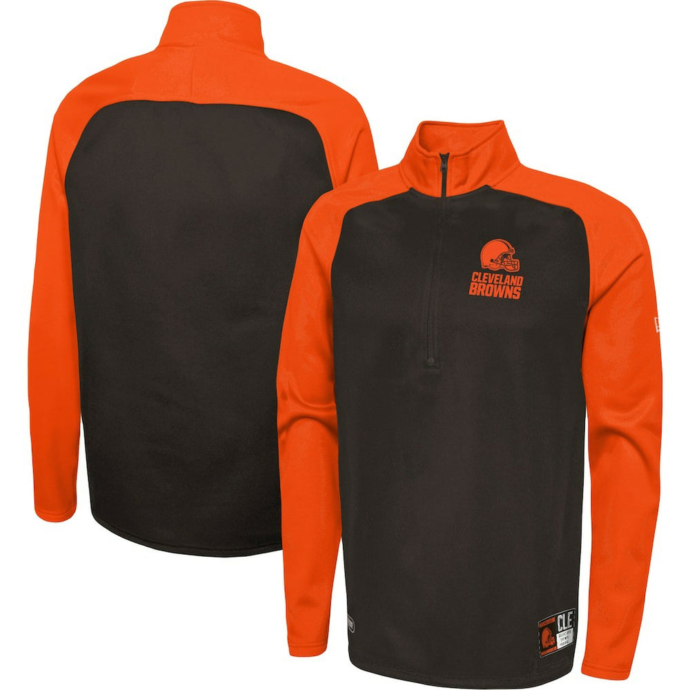 Cleveland Browns New Era Combine Authentic O-Line Raglan Half-Zip Jacket - Brown Jackets