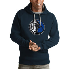 Dallas Mavericks Antigua Logo Victory Pullover Hoodie Navy
