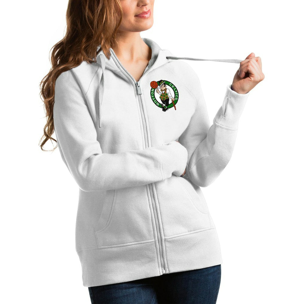Boston Celtics Antigua Women's Victory Full-Zip Hoodie White