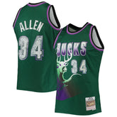 Ray Allen Milwaukee Bucks 1996/97 Hardwood Classics NBA 75th Anniversary Diamond Swingman Jersey Green - Mitchell & Ness