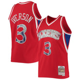 Allen Iverson Philadelphia 76ers 1996/97 Hardwood Classics NBA 75th Anniversary Diamond Swingman Jersey Red - Mitchell & Ness