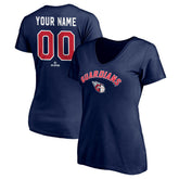Cleveland Guardians Women's Personalized Winning Streak V-Neck T-Shirt - Navy T-shirts