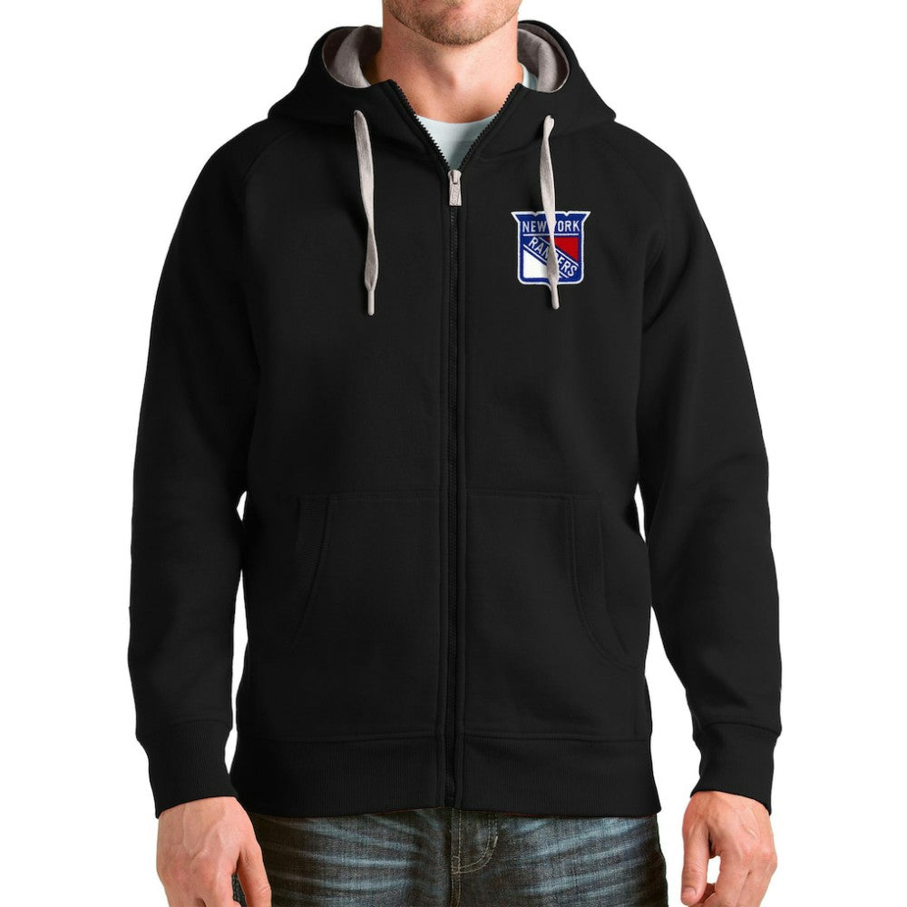 New York Rangers Antigua Logo Victory Full-Zip Hoodie - Black | US 4571821