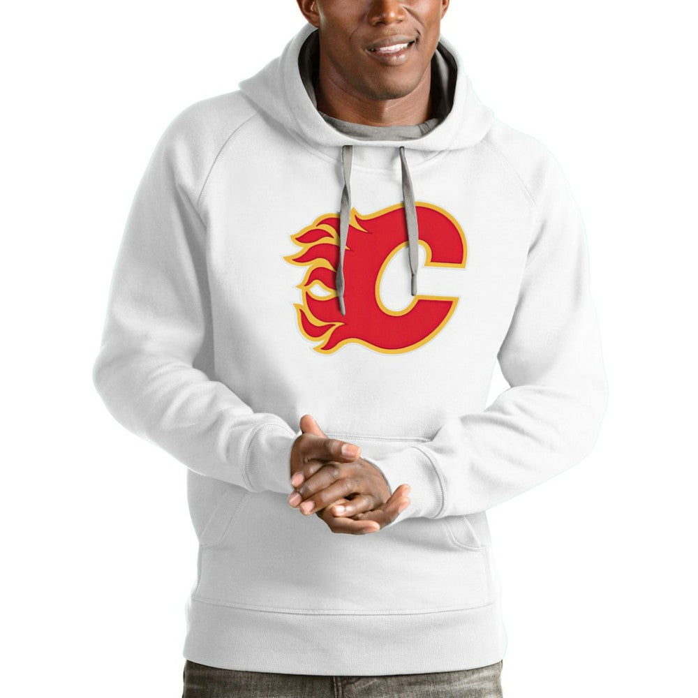 Calgary Flames Antigua Logo Victory Pullover Hoodie - White | US 4571938