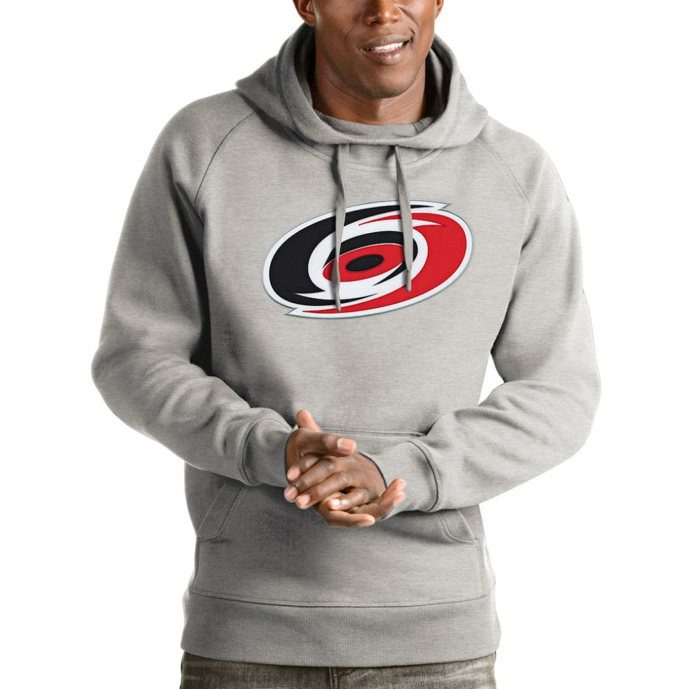Carolina Hurricanes Antigua Logo Victory Pullover Hoodie - Heathered Gray | US 4571945