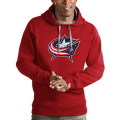 Columbus Blue Jackets Antigua Logo Victory Pullover Hoodie - Red | US 4571964