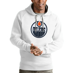 Edmonton Oilers Antigua Logo Victory Pullover Hoodie - White | US 4571977