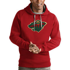 Minnesota Wild Antigua Logo Victory Pullover Hoodie - Red | US 4571996