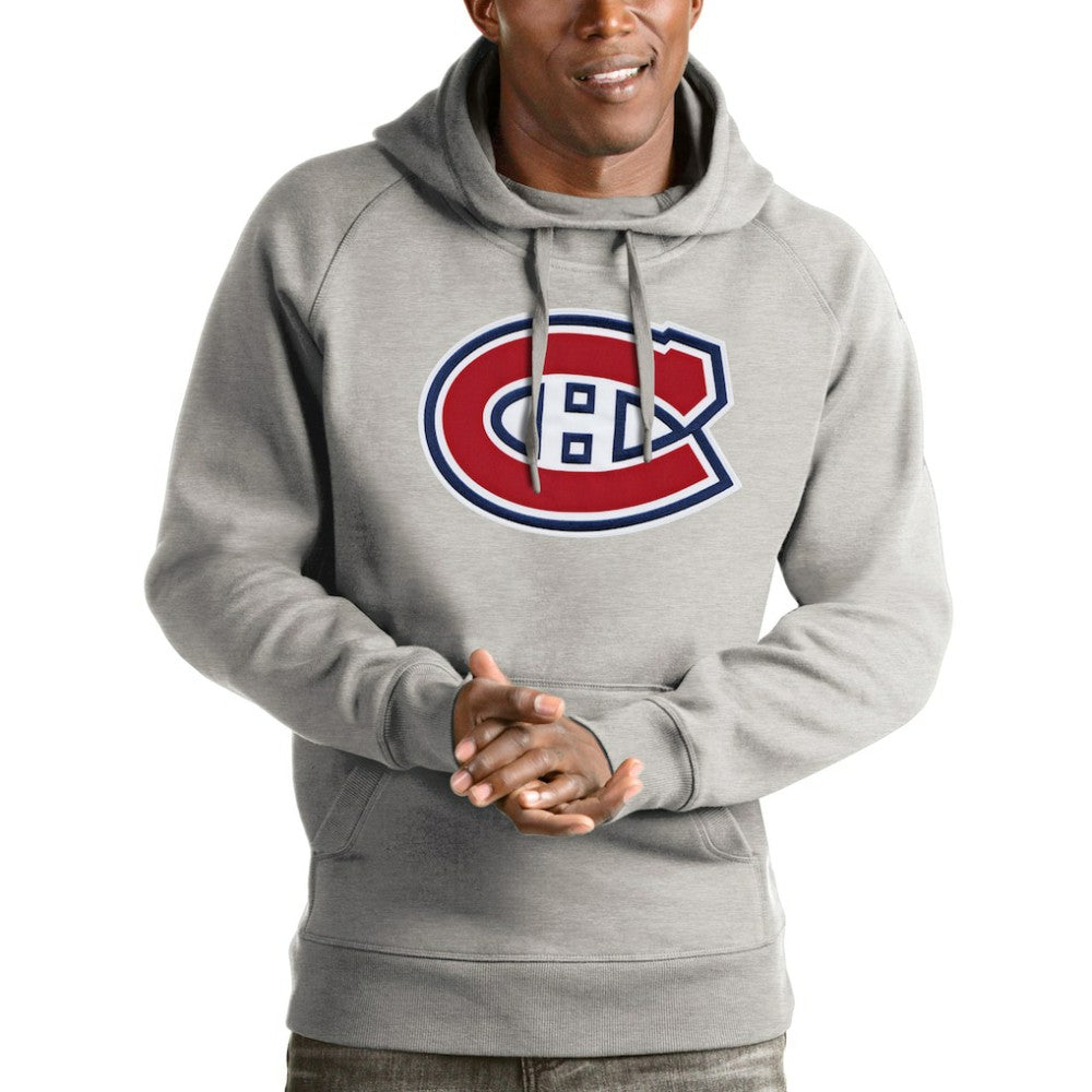 Montreal Canadiens Antigua Logo Victory Pullover Hoodie - Heathered Gray | US 4572003