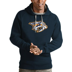 Nashville Predators Antigua Logo Victory Pullover Hoodie - Navy | US 4572008
