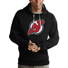 New Jersey Devils Antigua Logo Victory Pullover Hoodie - Black | US 4572014