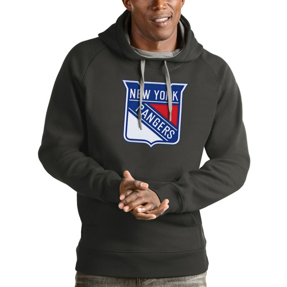 New York Rangers Antigua Logo Victory Pullover Hoodie - Charcoal | US 4572031