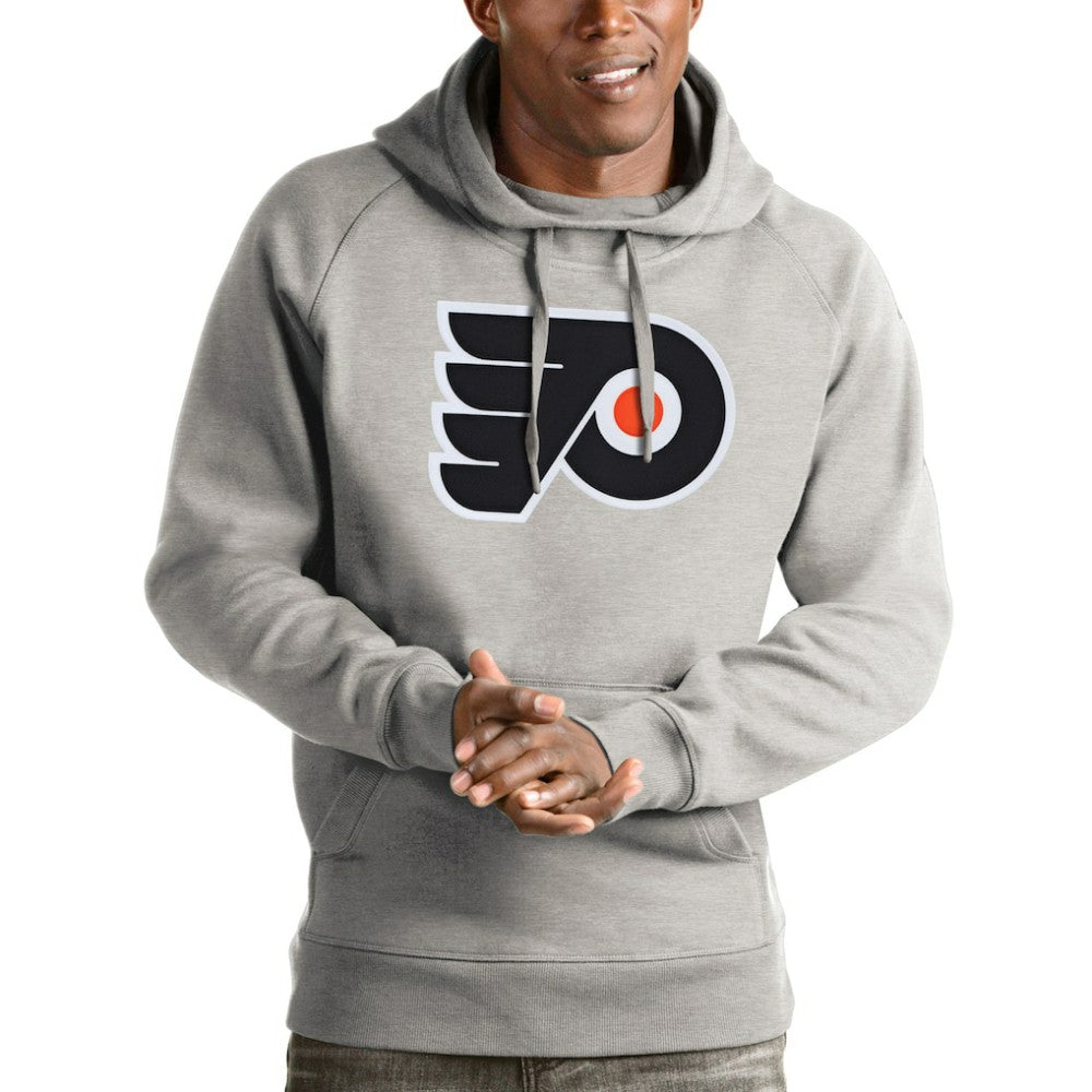 Philadelphia Flyers Antigua Logo Victory Pullover Hoodie - Heathered Gray | US 4572038