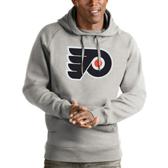 Philadelphia Flyers Antigua Logo Victory Pullover Hoodie - Heathered Gray | US 4572038