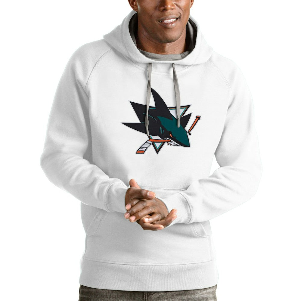 San Jose Sharks Antigua Logo Victory Pullover Hoodie - White | US 4572046