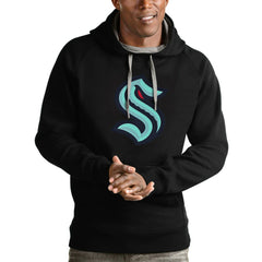 Seattle Kraken Antigua Logo Victory Pullover Hoodie - Black | US 4572053