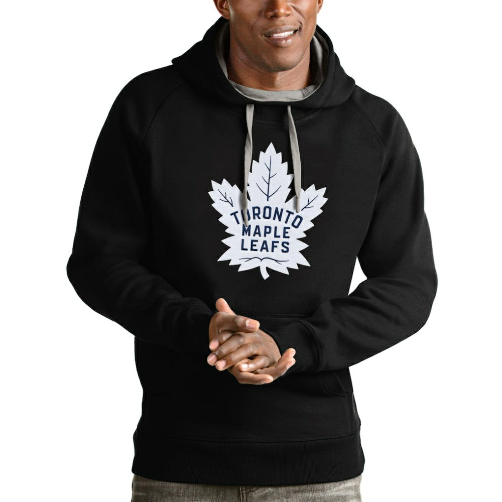 Toronto Maple Leafs Antigua Logo Victory Pullover Hoodie - Black | US 4572071