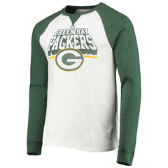 Green Bay Packers Junk Food Colorblock Raglan Long Sleeve T-Shirt - White/Green T-shirts