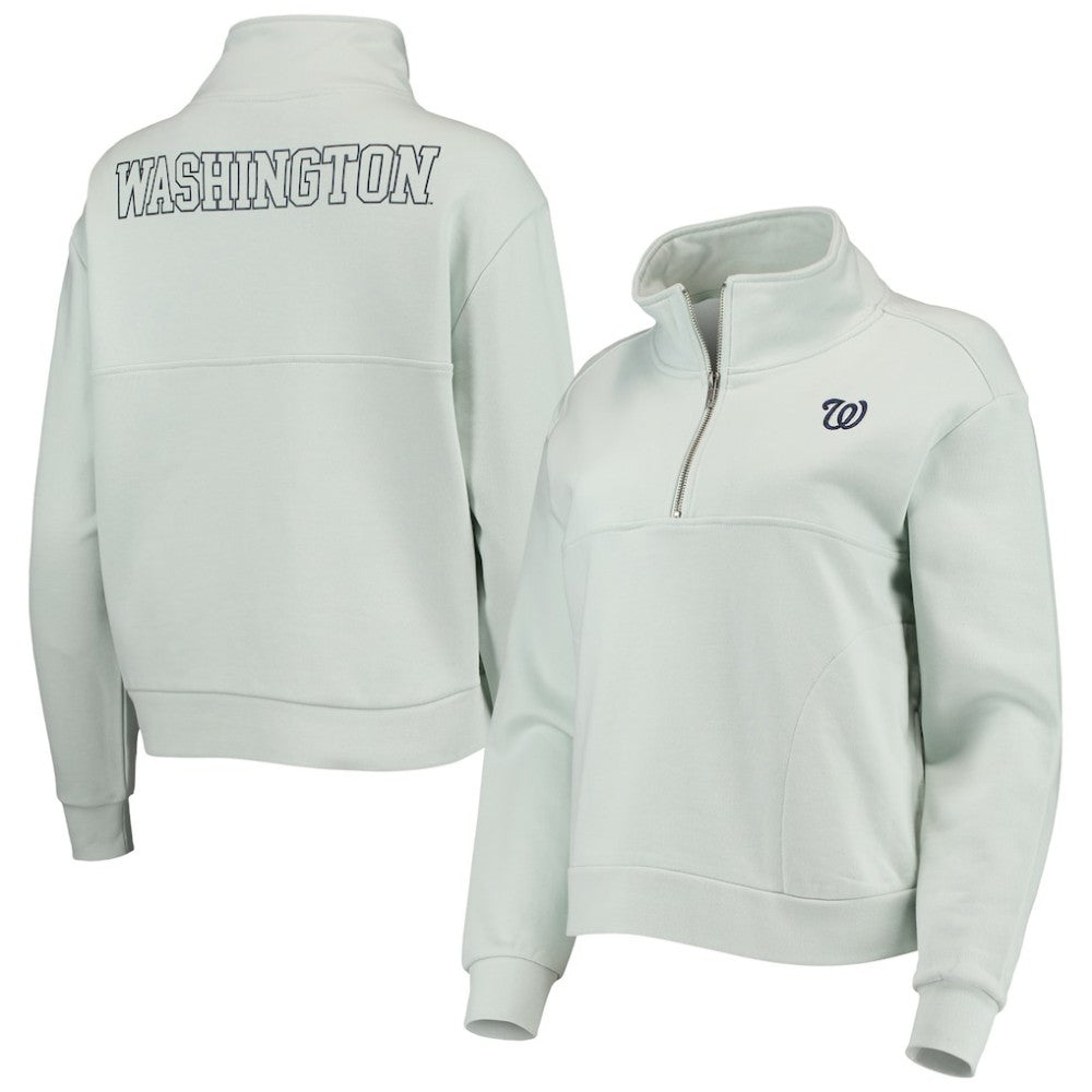 Washington Nationals The Wild Collective Women's Two-Hit Quarter-Zip Pullover Top - Light Blue Pullover