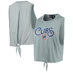 Chicago Cubs The Wild Collective Women's Open Back Twist-Tie Tank Top - Light Blue Tanks