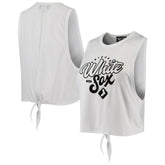 Chicago White Sox The Wild Collective Women's Open Back Twist-Tie Tank Top - White Tanks