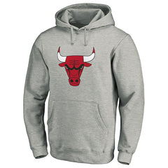Chicago Bulls Primary Mascot Logo Pullover Hoodie Heathered Gray