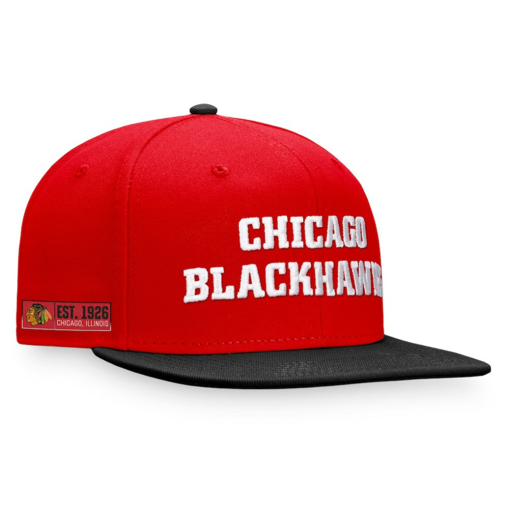 Chicago Blackhawks Fanatics Iconic Color Blocked Snapback Hat - Red/Black | US 4625796
