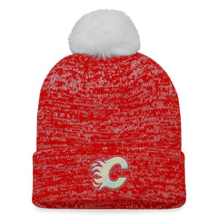 Calgary Flames Fanatics Women's Glimmer Cuffed Knit Hat with Pom - Red | US 4630465