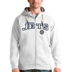 Winnipeg Jets Antigua Wordmark Victory Full-Zip Hoodie - White | US 4637002