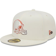 Cleveland Browns New Era Chrome Color Dim 59FIFTY Fitted Hat - Cream Hats