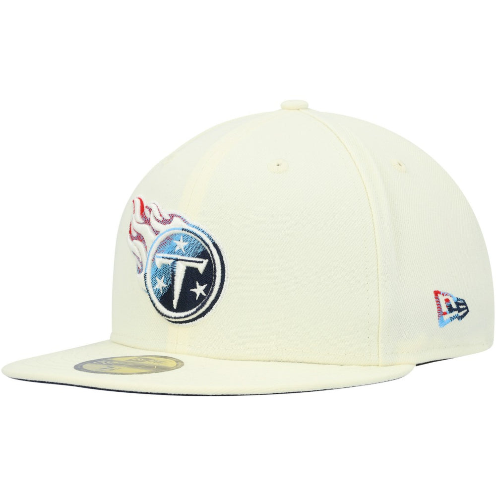 Tennessee Titans New Era Chrome Color Dim 59FIFTY Fitted Hat - Cream Hats