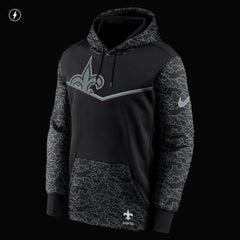 New Orleans Saints RFLCTV Chevron Pullover Hoodie - Black Hoodies