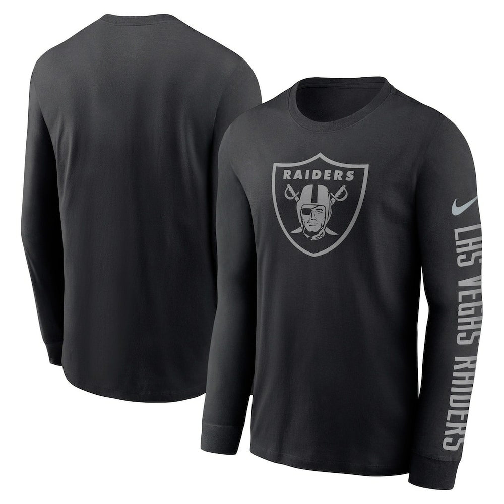 Las Vegas Raiders RFLCTV Name and Logo T-Shirt - Black T-shirts