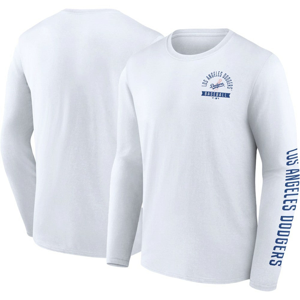 Los Angeles Dodgers Fanatics Pressbox Long Sleeve T-Shirt - White T-shirts