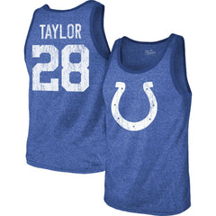 Jonathan Taylor Indianapolis Colts Majestic Threads Player Name & Number Tri-Blend Tank Top - Heathered Royal Tops
