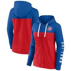 Chicago Cubs Fanatics Women's Take The Field Colorblocked Hoodie Full-Zip Jacket - Royal/Red Jackets