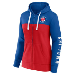 Chicago Cubs Fanatics Women's Take The Field Colorblocked Hoodie Full-Zip Jacket - Royal/Red Jackets