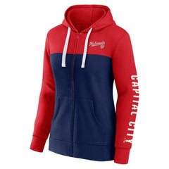 Washington Nationals Fanatics Women's Take The Field Colorblocked Hoodie Full-Zip Jacket - Red/Navy Jackets