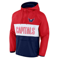 Washington Capitals Fanatics Backhand Shooter Defender Anorak Raglan Hoodie Quarter-Zip Jacket - Red/Navy | US 4641664