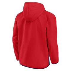 Washington Capitals Fanatics Backhand Shooter Defender Anorak Raglan Hoodie Quarter-Zip Jacket - Red/Navy | US 4641664