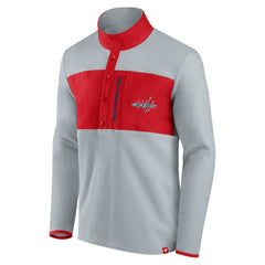 Washington Capitals Fanatics Hockey Polar Fleece Quarter-Snap Jacket - Gray/Red | US 4641763