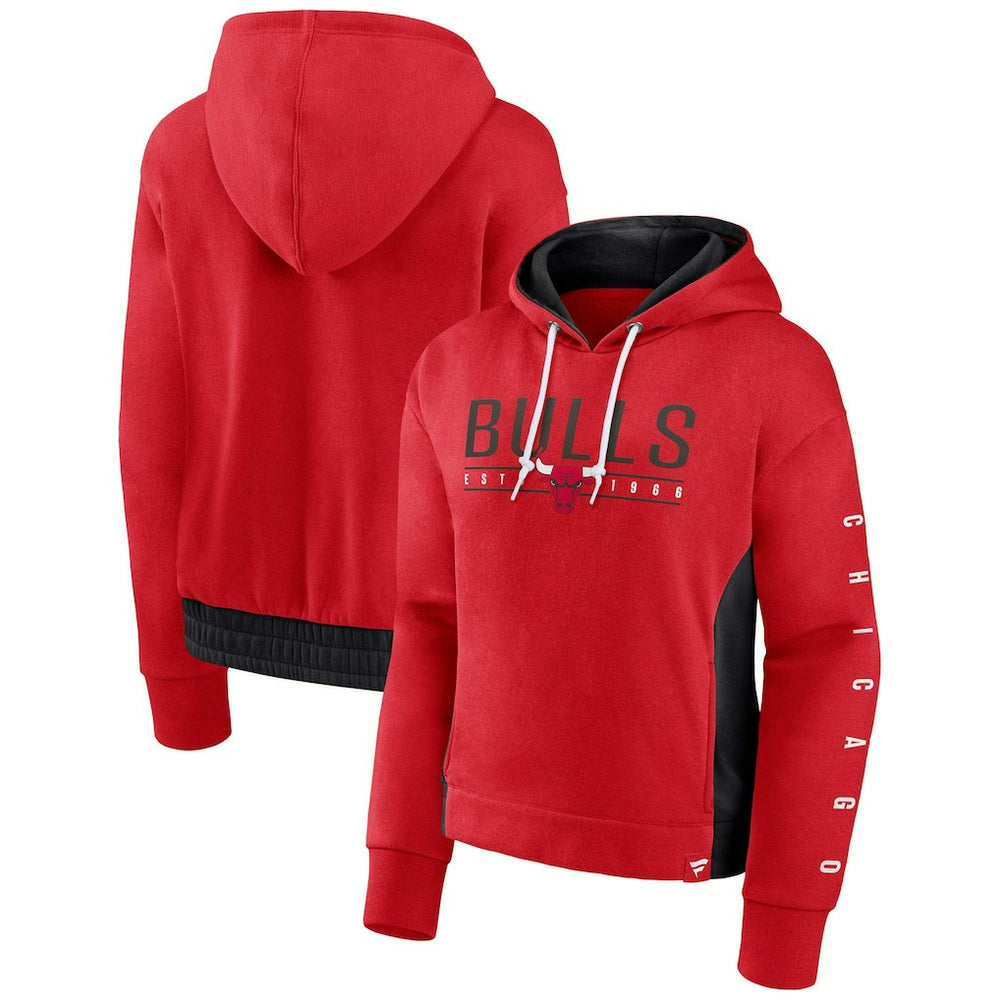 Chicago Bulls Women's Iconic Halftime Colorblock Pullover Hoodie Red - Fanatics