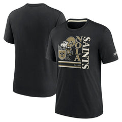 New Orleans Saints Wordmark Logo Tri-Blend T-Shirt - Black T-shirts