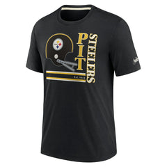Pittsburgh Steelers Wordmark Logo Tri-Blend T-Shirt - Black T-shirts