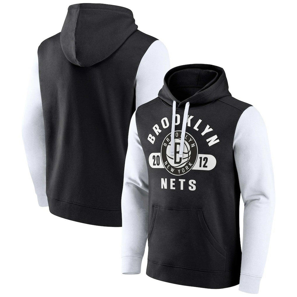 Brooklyn Nets Attack Colorblock Pullover Hoodie Black/White - Fanatics outlet